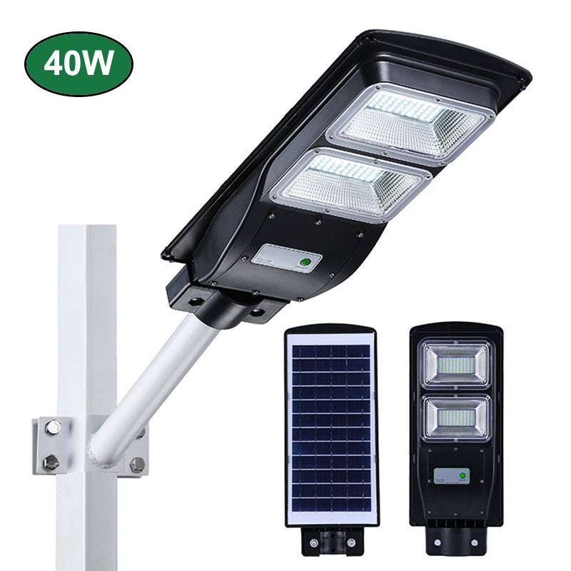 Commercial LED Solar Street Light Dusk to Dawn Motion Sensor Lamp w/ Remote&Pole 
